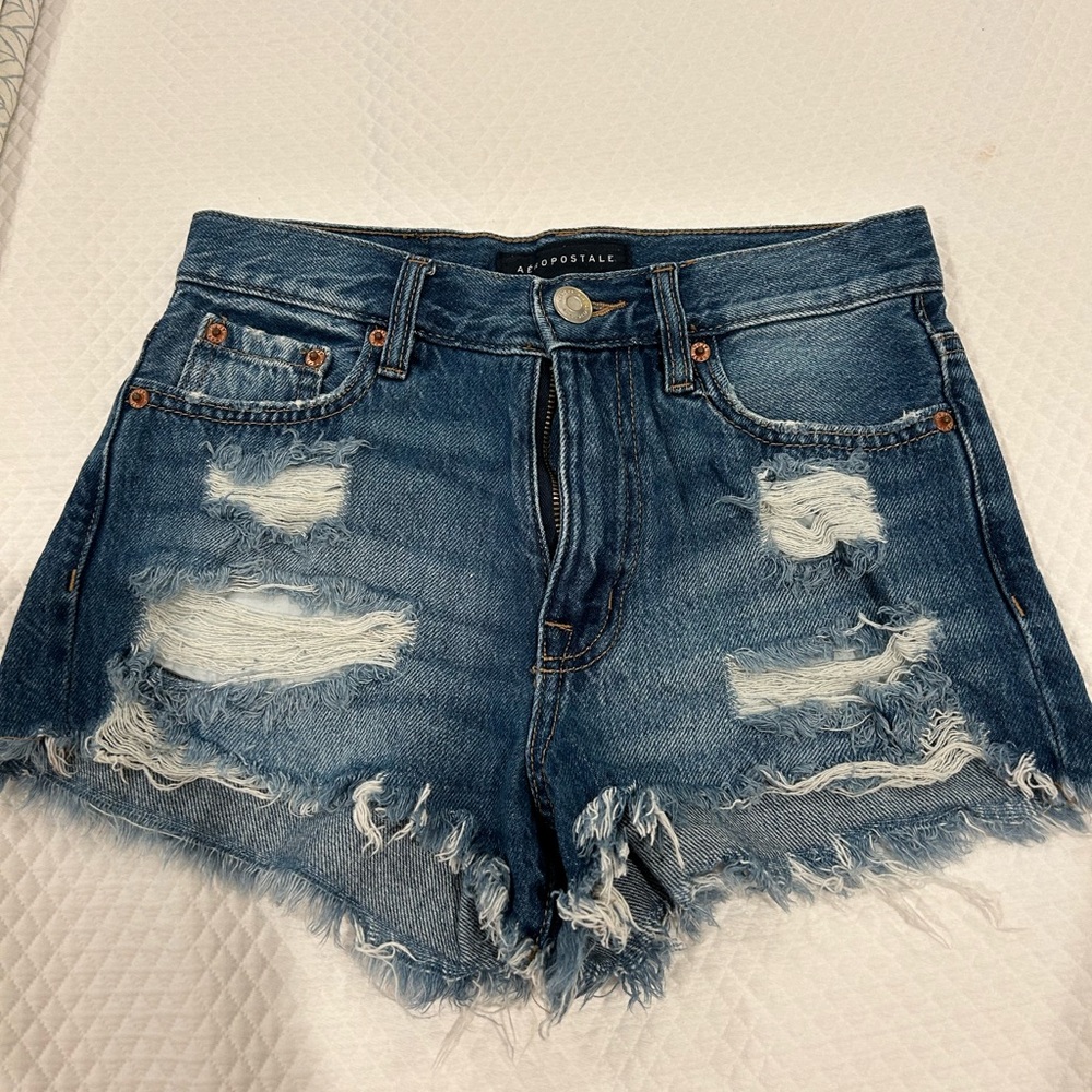 Aeropostale - Blue jean Vintage High Rise Shorty shorts